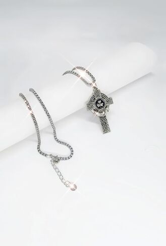 Big Vintage Celtic Cross Pendant Necklace for Men & Women - Stainless Steel Irish Jewelry with Shamrock & Claddagh Design - Adjustable 23.6"+2" Chain - Religious Protective Gift in Saudi Arabia