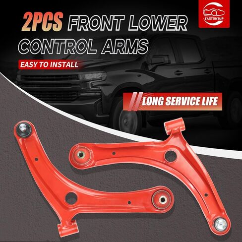 2pc Front Lower Control Arms w/Ball Joints for 07-17 Dodge Caliber Jeep Patriot Compass, Lower Control Arms w/Ball Joint Replacement MS25188 MS25189 (K620066 K620065) - PU Bushing Upgrade, Red in Kuwait