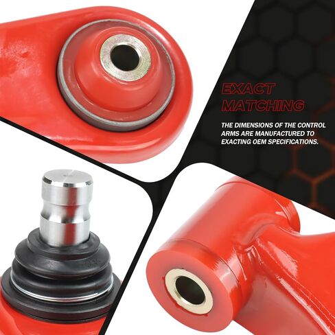 2pc Front Lower Control Arms w/Ball Joints for 07-17 Dodge Caliber Jeep Patriot Compass, Lower Control Arms w/Ball Joint Replacement MS25188 MS25189 (K620066 K620065) - PU Bushing Upgrade, Red in Kuwait