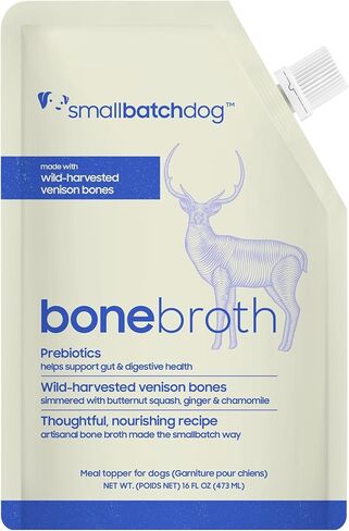 smallbatch Pets Shelf Stable Bone Broth, Organic Beef Recipe with Prebiotics & Adaptogen-Inspired Ingredients, Topper for Dogs - 16 Ounce in Kuwait