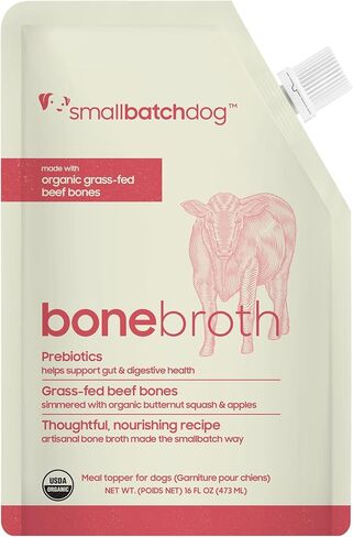 smallbatch Pets Shelf Stable Bone Broth, Organic Beef Recipe with Prebiotics & Adaptogen-Inspired Ingredients, Topper for Dogs - 16 Ounce in Kuwait