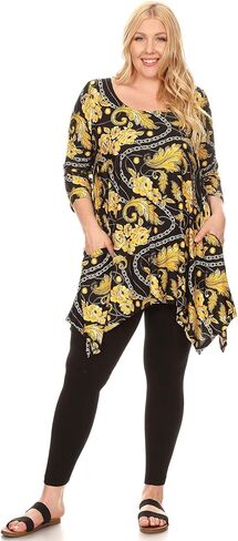 سترة نسائية من White Mark بمقاس كبير من Yanette بحاشية منديل مع جيوب بطباعة بيزلي in Kuwait