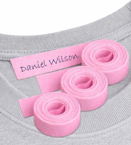 Haberdashery Online - Pink Write On Iron-on Fabric Labels for Children's Clothes, School, Nursery, Residence, 3m x 1cm Roll, No Pen Included - Color: Pink Fabric, Material: Polyester in Saudi Arabia