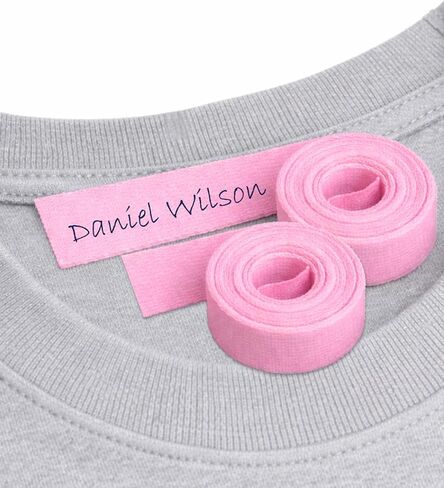Haberdashery Online - Pink Write On Iron-on Fabric Labels for Children's Clothes, School, Nursery, Residence, 3m x 1cm Roll, No Pen Included - Color: Pink Fabric, Material: Polyester in Saudi Arabia