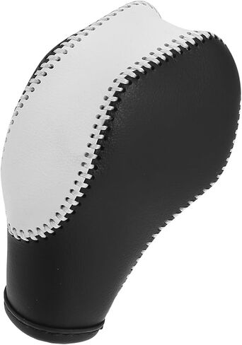 ACROPIX Car Faux Leather Black White Gear Shift Knob Cover for Ford Focus 2012-2018 Escape 2013-2019 Fusion 2013-2016 Fiesta Transit Van White Line Car Parts in Saudi Arabia