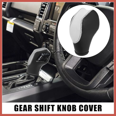 ACROPIX Car Faux Leather Black White Gear Shift Knob Cover for Ford Focus 2012-2018 Escape 2013-2019 Fusion 2013-2016 Fiesta Transit Van White Line Car Parts in Saudi Arabia