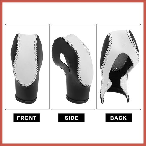 ACROPIX Car Faux Leather Black White Gear Shift Knob Cover for Ford Focus 2012-2018 Escape 2013-2019 Fusion 2013-2016 Fiesta Transit Van White Line Car Parts in Saudi Arabia