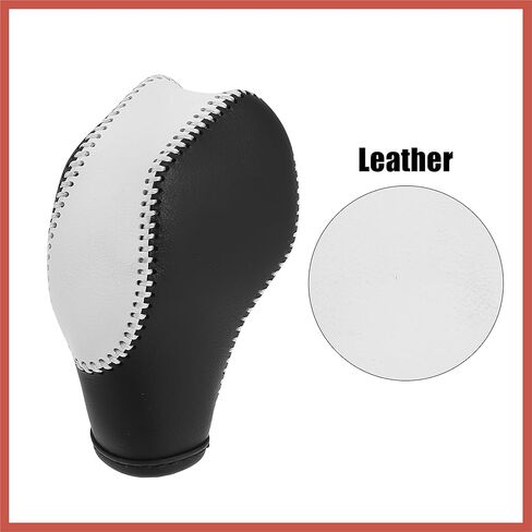 ACROPIX Car Faux Leather Black White Gear Shift Knob Cover for Ford Focus 2012-2018 Escape 2013-2019 Fusion 2013-2016 Fiesta Transit Van White Line Car Parts in Saudi Arabia