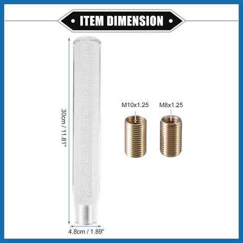 Gear Shift Knob Stick, 30cm Faux Crystal Transparent Bubble Gear Shifter Universal for Manual Transmission Vehicle Durable Acrylic Clear with Adapter Item Replacement in Saudi Arabia