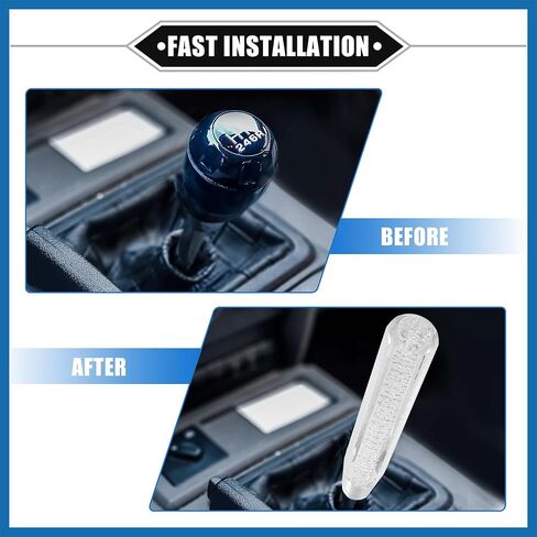 Gear Shift Knob Stick, 30cm Faux Crystal Transparent Bubble Gear Shifter Universal for Manual Transmission Vehicle Durable Acrylic Clear with Adapter Item Replacement in Saudi Arabia