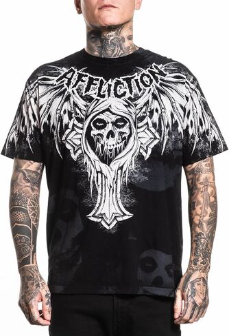 تي شيرت Affliction Misfits للرجال، طباعة جرافيك، كم قصير in Kuwait