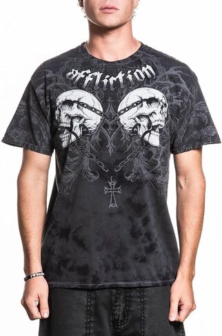 تي شيرت Affliction Misfits للرجال، طباعة جرافيك، كم قصير in Kuwait