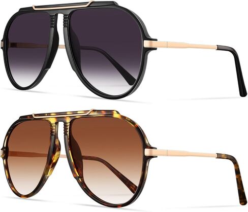 نظارات شمسية YDAOWKN Aviator للنساء والرجال ريترو 70s نظارات شمسية معدنية ذهبية مسطحة علوية ظلال الطيارين in Saudi Arabia