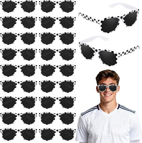 10/20 Pack Soccer Sunglasses White Black Frame Plastic Sunglasses Soccer Team Gifts for Sport Birthday Party Favors in Kuwait