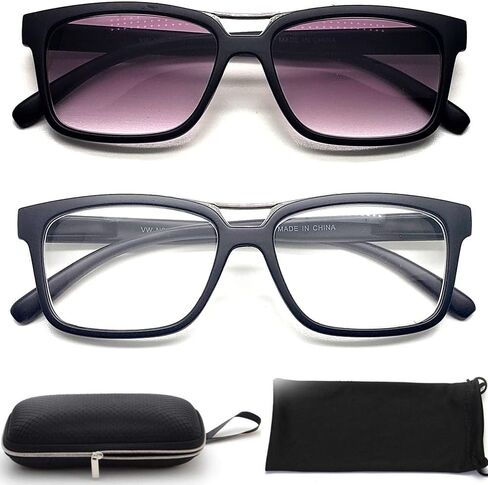 BillyJoe Nearsighted Glasses for Distance Driving Myopia Glasses for Men Women (2Pairs) Rectangular Square Shape in Saudi Arabia