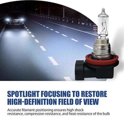 2 PCS H16 Car Front Lighting Halogen Bulb, 21W All-in-one Anti-vibration Anti-UV Quartz Plug-and-play High Low Beam, Ultra-bright Beam 60000H Lifespan Bulb Replacement, for Cars (White) in Kuwait