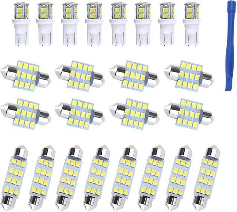 24PCS Interior Car Lights LED Kit,Super Bright 6500K Interior Dome Light for Side Marker/Map/License/Trunk Light,Upgrade T10/31mm/42mm Car Lights Interiors Kit with Pry Tool (White) in Saudi Arabia