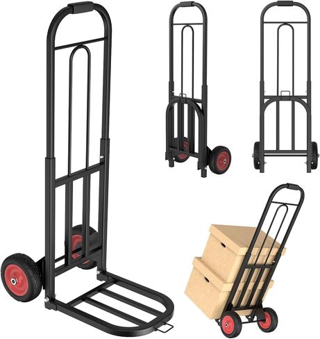 Hand Truck Dolly & Multi-Purpose Cart - 300 lBS Load Capacity Heavy Duty Hand Truck Dolly Solid Wheels, Sturdy Welded Frame, Portable and Compact Design Home, Commercial, Travel - Easily (Bark) in Kuwait