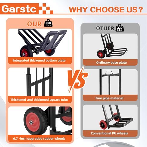 Hand Truck Dolly & Multi-Purpose Cart - 300 lBS Load Capacity Heavy Duty Hand Truck Dolly Solid Wheels, Sturdy Welded Frame, Portable and Compact Design Home, Commercial, Travel - Easily (Bark) in Kuwait