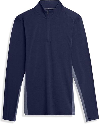 قميص IBEX Woolies 250 1/4 من صوف ميرينو بسحاب للرجال | تي شيرت رجالي بأكمام طويلة مزود بفتحات إبهام ودرزات مسطحة in Kuwait