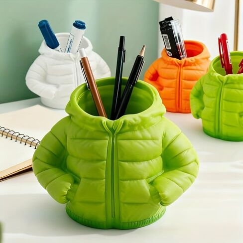 3D Printed Down Jacket Pen Holder - Creative Desktop Organizer for Pens, Makeup Brushes, Home Office Decor, Random Color in Saudi Arabia