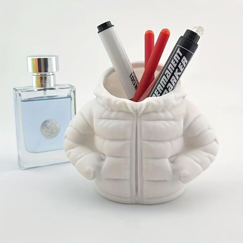 3D Printed Down Jacket Pen Holder - Creative Desktop Organizer for Pens, Makeup Brushes, Home Office Decor, Random Color in Saudi Arabia