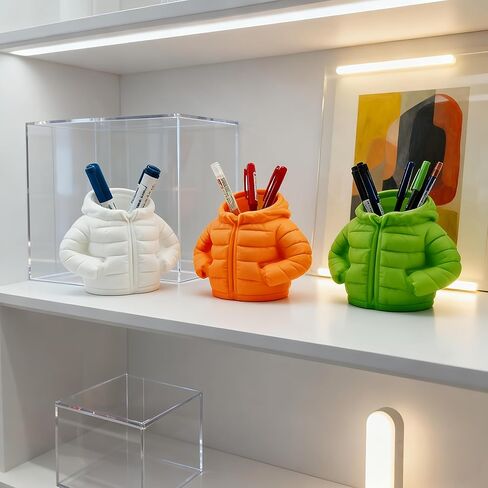 3D Printed Down Jacket Pen Holder - Creative Desktop Organizer for Pens, Makeup Brushes, Home Office Decor, Random Color in Saudi Arabia