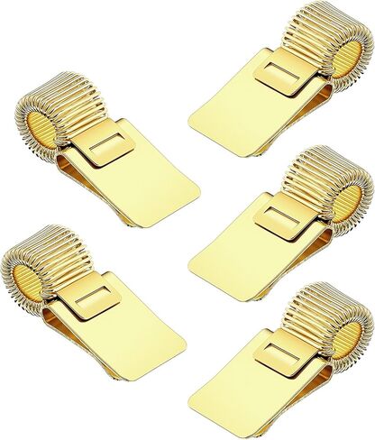 5 قطع مشبك حامل أقلام معدني قابل للتعديل، منظم مشابك أقلام حامل أقلام مع حلقة زنبركية لحافظة الكمبيوتر المحمول في مكتب المدرسة المنزلي (ذهبي) in Kuwait