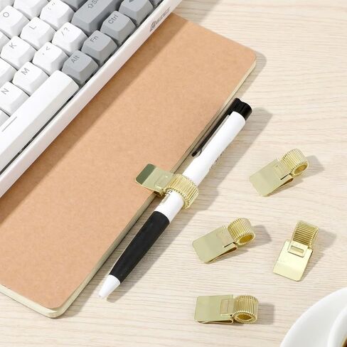 5 قطع مشبك حامل أقلام معدني قابل للتعديل، منظم مشابك أقلام حامل أقلام مع حلقة زنبركية لحافظة الكمبيوتر المحمول في مكتب المدرسة المنزلي (ذهبي) in Kuwait
