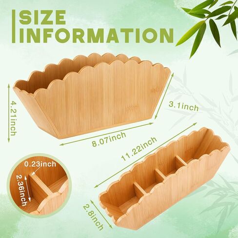 Jetec Scalloped Bamboo Wooden Pencil Holder, Desk Holder with 4 Slots for Desk Organizer Makeup Brushes Pens and Remote Storage Organizer for Office Bathroom in Saudi Arabia
