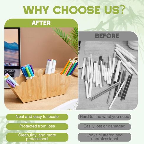 Jetec Scalloped Bamboo Wooden Pencil Holder, Desk Holder with 4 Slots for Desk Organizer Makeup Brushes Pens and Remote Storage Organizer for Office Bathroom in Saudi Arabia