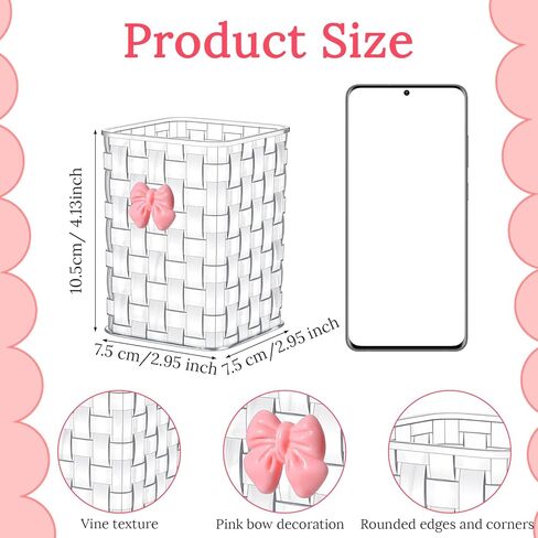 Thinp Acrylic Pen Holder for Desk Cute Pencil Holder Pink Bow Makeup Brush Cup Holders Hair Brush Organizer for Home Office Bathroom Dorm Room Desk Accessories in Saudi Arabia
