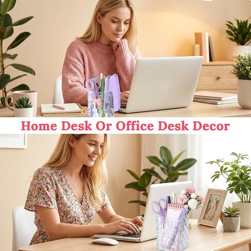 Thinp Acrylic Pen Holder for Desk Cute Pencil Holder Pink Bow Makeup Brush Cup Holders Hair Brush Organizer for Home Office Bathroom Dorm Room Desk Accessories in Saudi Arabia