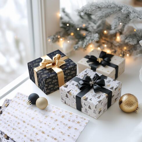 BeBesta Vintage Christmas wrapping paper Xmas tree gift wrap paper Folded Flat Decorative DIY Craft Art Paper for Party Decor Wrapping Supplies, 12 sheet 19.7 x 27.6 inch in Kuwait