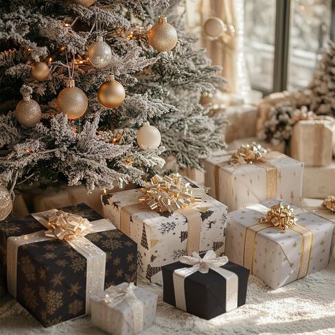 BeBesta Vintage Christmas wrapping paper Xmas tree gift wrap paper Folded Flat Decorative DIY Craft Art Paper for Party Decor Wrapping Supplies, 12 sheet 19.7 x 27.6 inch in Kuwait