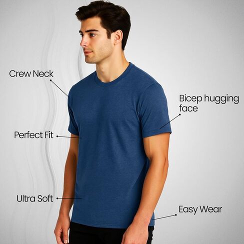 Pack of 6 Men’s Casual Stylish Plain T-Shirts – Multipack Short-Sleeve Crewneck Tshirt for Man (Soft Cotton Blend) in Saudi Arabia