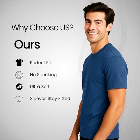 Pack of 6 Men’s Casual Stylish Plain T-Shirts – Multipack Short-Sleeve Crewneck Tshirt for Man (Soft Cotton Blend) in Saudi Arabia