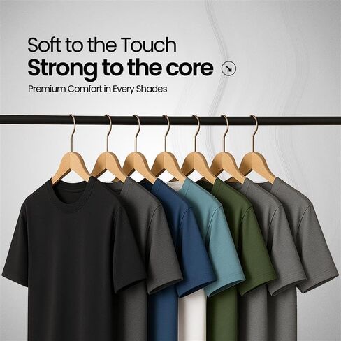 Pack of 6 Men’s Casual Stylish Plain T-Shirts – Multipack Short-Sleeve Crewneck Tshirt for Man (Soft Cotton Blend) in Saudi Arabia