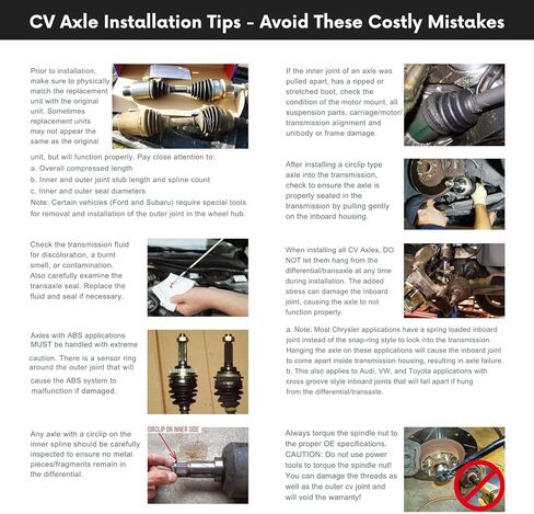 CV Constant Velocity Joint - CV Axle Front Driver and Passenger Side Pair Set, CV Shaft Axle CV Drive Shaft Replacement fits Chrysler 200 2017 2016 2015, 2.4L L4 in Saudi Arabia