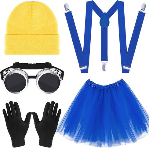 6 PCS Adults Yellow Costume Accessories for Women, Beanie Suspenders for 100th Days of School Cosplay Dress Up in Saudi Arabia