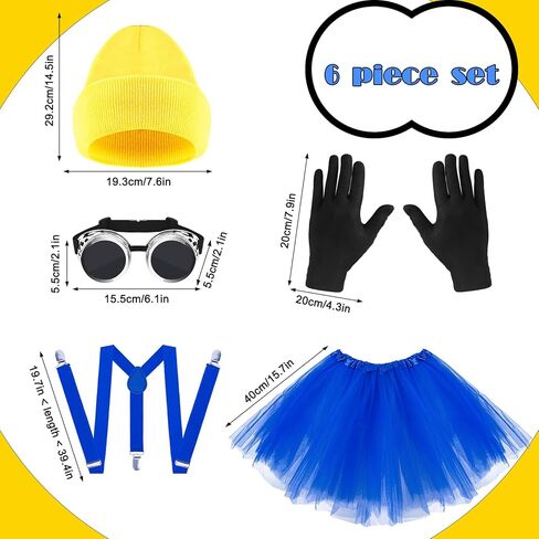 6 PCS Adults Yellow Costume Accessories for Women, Beanie Suspenders for 100th Days of School Cosplay Dress Up in Saudi Arabia
