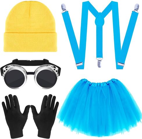 6 PCS Adults Yellow Costume Accessories for Women, Beanie Suspenders for 100th Days of School Cosplay Dress Up in Saudi Arabia