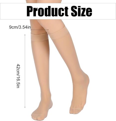 Hecila 6 أزواج من جوارب عالية للركبة من النايلون مع ركبة عريضة وواسعة من الركبة ومعززة من النايلون جوارب طويلة للنساء للركبة الشفافة مع قمة مريحة مقاس واحد للارتداء اليومي في العمل in Kuwait