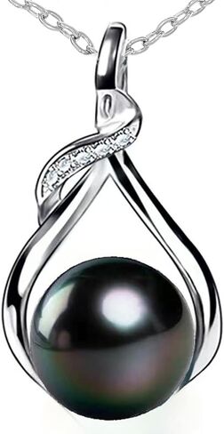 Gift for Wife Women Tahitian Black Pearl Necklace Colorful S925 Sterling Silver Anniversary Birthday Wedding Mother's Day Gift for Wife Lady Mom Girlfriend Daughter Adjustable Chain in Saudi Arabia