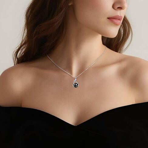 Gift for Wife Women Tahitian Black Pearl Necklace Colorful S925 Sterling Silver Anniversary Birthday Wedding Mother's Day Gift for Wife Lady Mom Girlfriend Daughter Adjustable Chain in Saudi Arabia