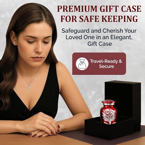 Rose Urns for Human Ashes - Small Urns for Ashes for Women & Men - Rose Cremation Urns - Handcrafted Mini Urns for Female - Flower Urns to Honor Your Loved One Forever (Red, Set of 4) in Kuwait