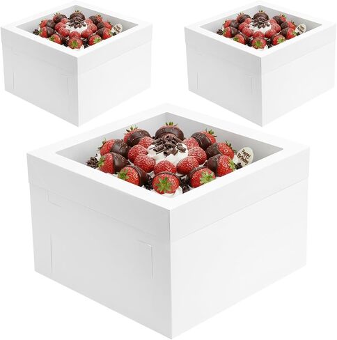 8 عبوات من علب الكيك من موريتو مع ألواح، علب كيك مقاس 30.48 × 30.48 × 30.48 سم سهلة التجميع، حامل كعك طويل قوي، حاويات كعكة للاستعمال مرة واحدة، حامل كعك بطبقات in Saudi Arabia