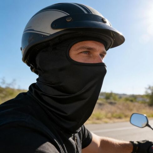 Black Ice Silk Balaclava, Breathable Summer Face Cover for Bicycle & Motorcycle Riding in Saudi Arabia