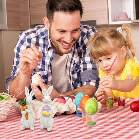 Uniboho زينة عيد الفصح أرنب عيد الفصح ديكورات الربيع تماثيل الأرانب الراتنج مع الجزر والبيض للمنزل منضدية مركزية هدايا داخلية in Kuwait