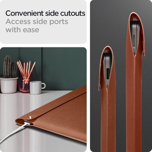 حافظة لاب توب واقية من Spigen Valentinus لجهاز MacBook Neo/Pro/Air M5 Pro/Max (2026) مقاس 14 بوصة، M5/M4/M3/M2/M1 A3434 A3112 A3401 A3185 A2992 A2918 - بني كلاسيكي in Saudi Arabia